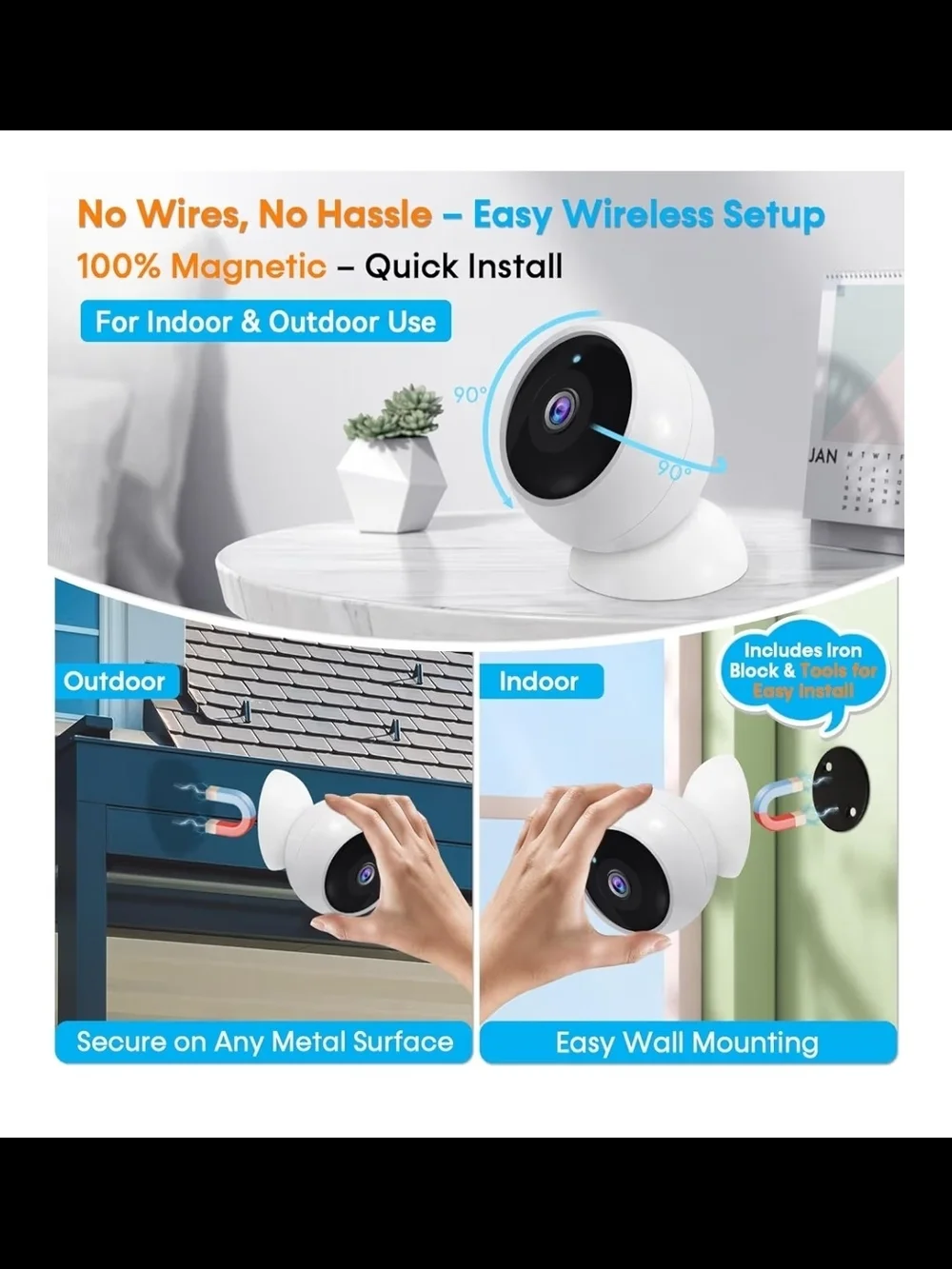 2 Pack Wireless Security Cameras in White